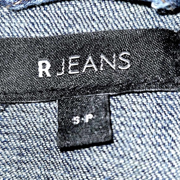 Dark Denim Front Floral Patch Jean Jacket size small - Picture 2 of 5